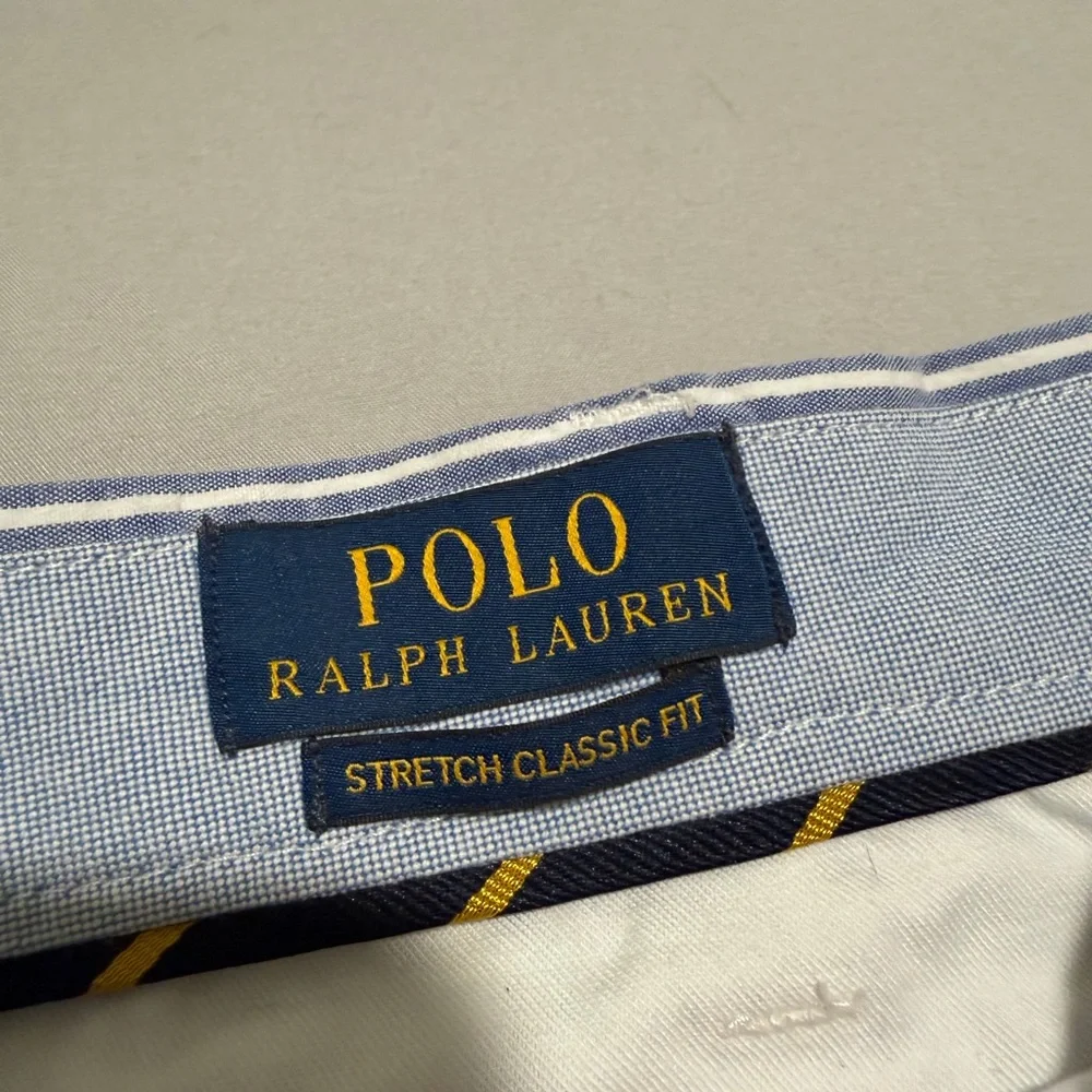 POLO‎ Ralph Lauren blue white striped flat front shorts, men's 40